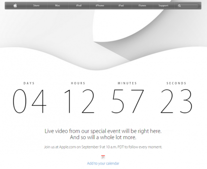Apple公式サイトにてカウントダウンが開始!iPhone6に加え、iWatchの発表なるか?