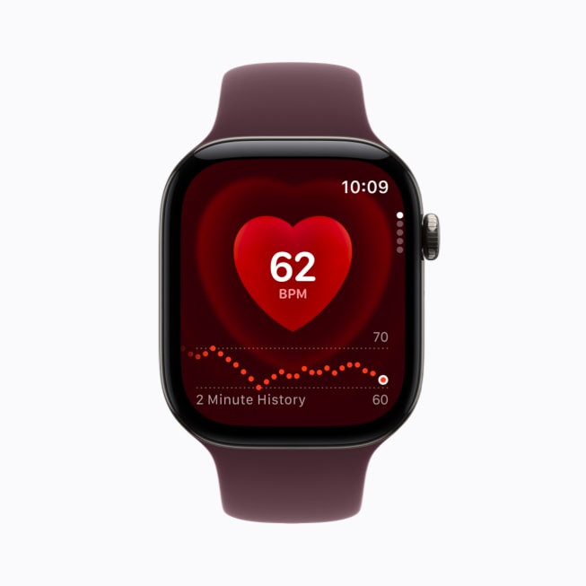 Heart Rateアプリを表示したApple Watch Series 12